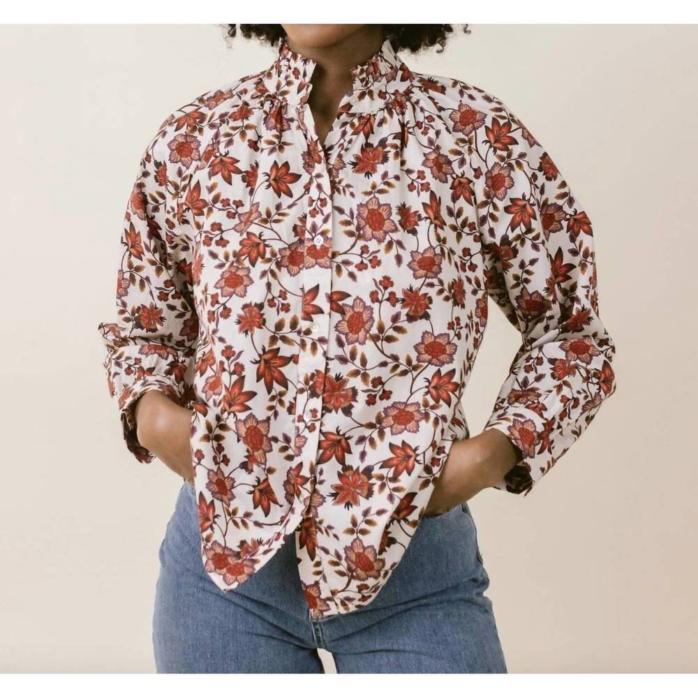 Laroque Perry Blouse in Autumn Vine 100% Cotton Women's Size Small